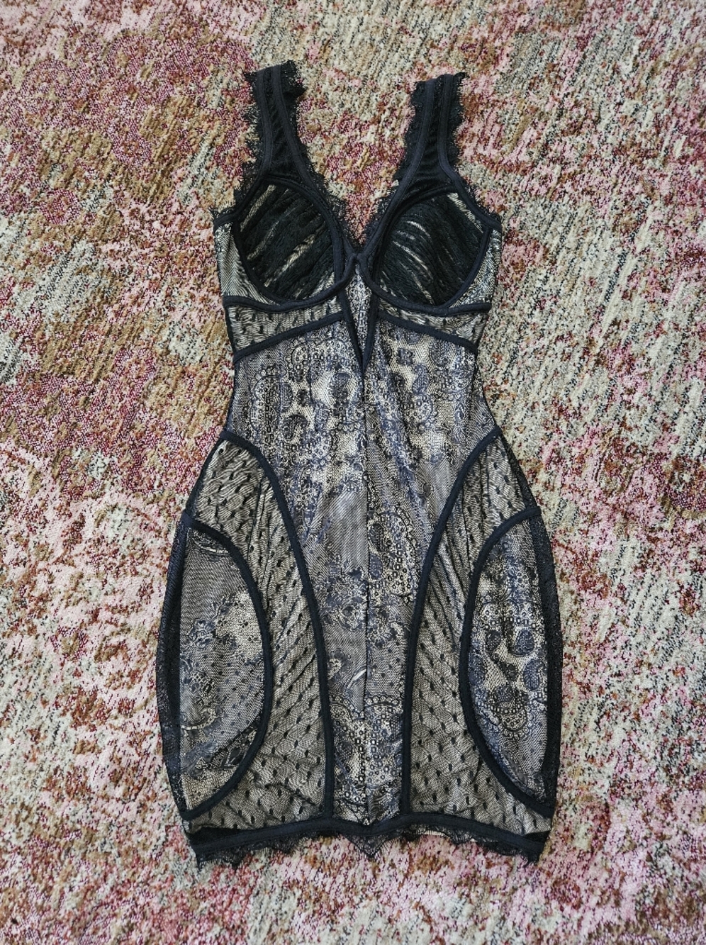 NWT bebe Black Lace V-Neck Dress